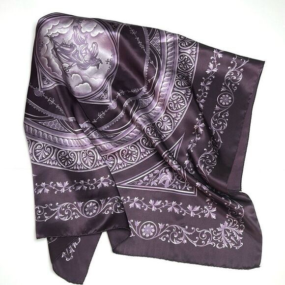 NWT FRANGI Tie Rack Silk Square Scarf Purple Mauve Classic Design 34x34” Italy - Picture 1 of 10